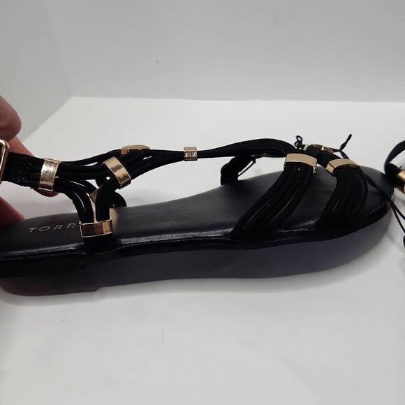 Torrid Womens Black Gold Hardware Gladiator Sandals Size 6.5 Wide Summer - Picture 8 of 9